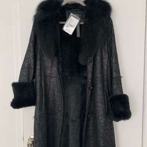 NWT Black Fox Fur Coat M
